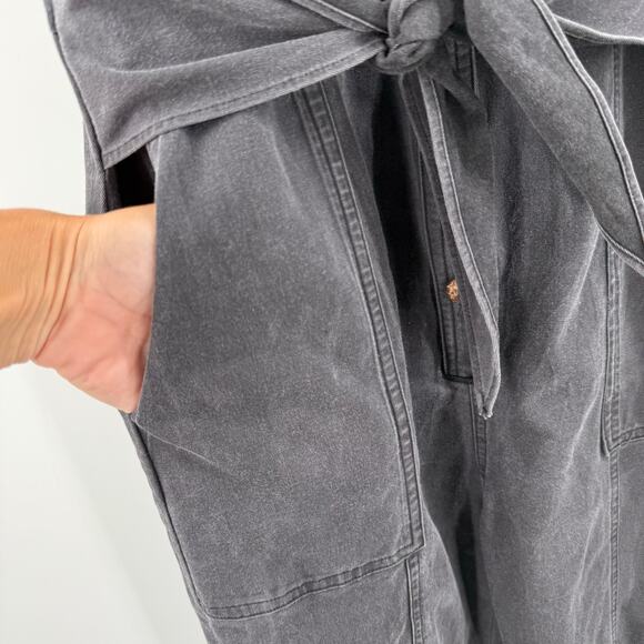 TRULY ME BY SARASARA Jumpsuit Girls Size 14 Gray Cotton Linen Stretch Tie Waist - Picture 7 of 13